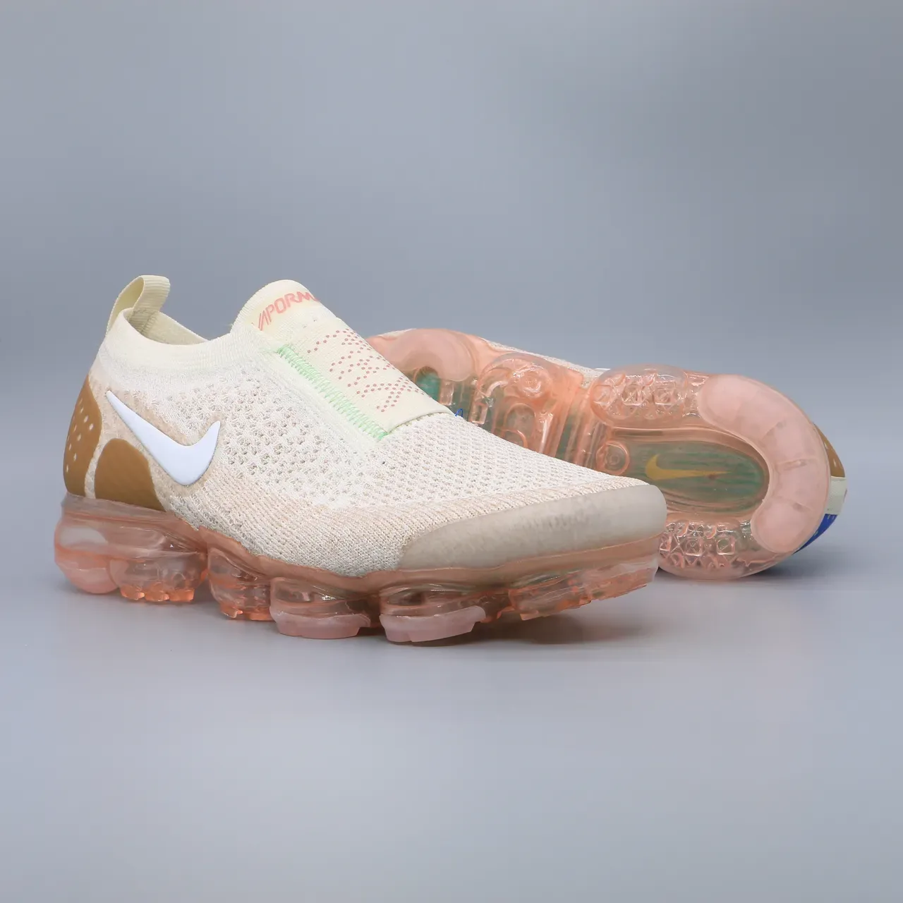 Nike Air VaporMax Flyknit Slip-On Beige Peach Lifestyle Sneakers 4