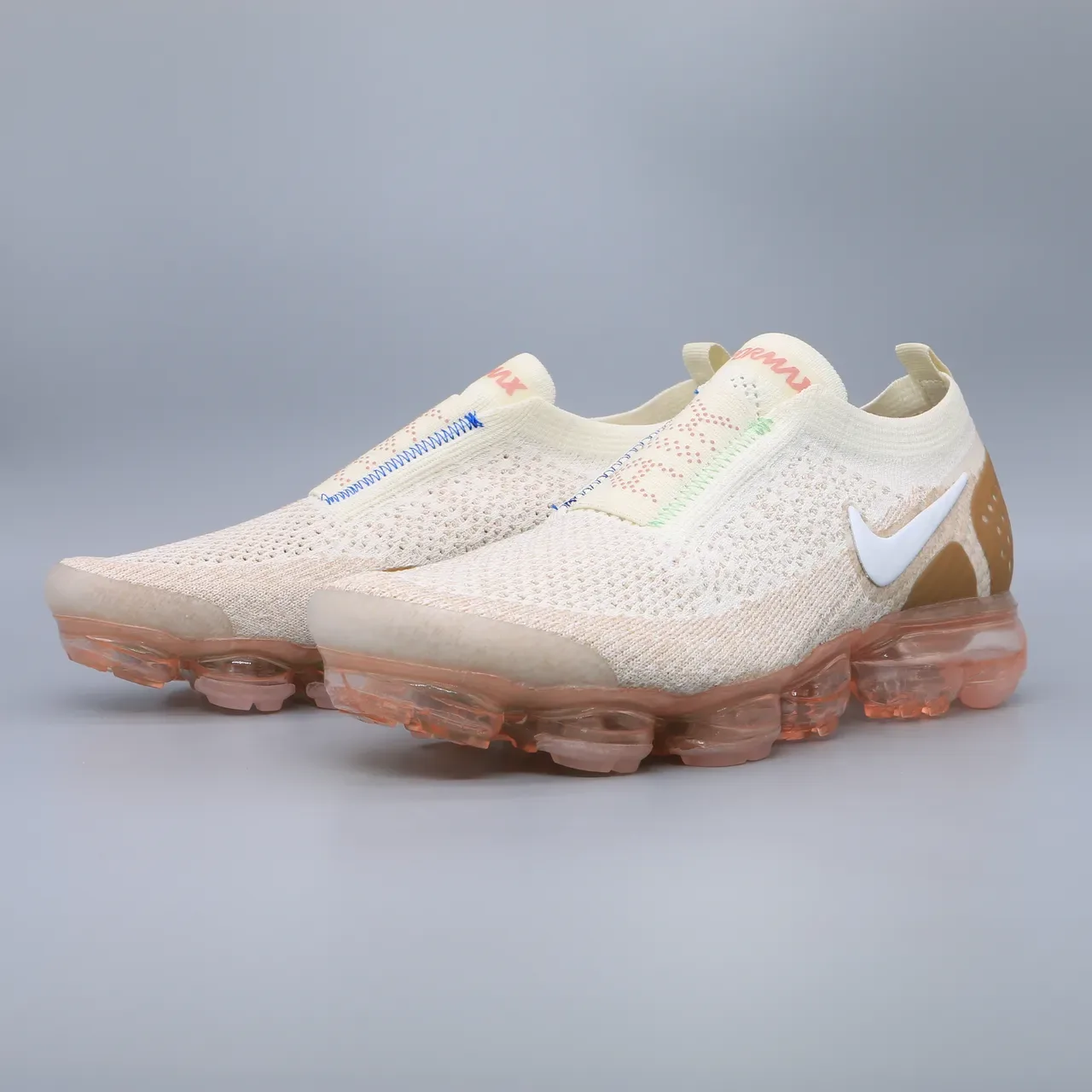Nike Air VaporMax Flyknit Slip-On Beige Peach Lifestyle Sneakers 5