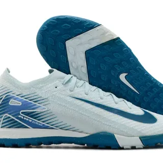 Nike Air Zoom Blue White Knit Upper Dynamic Cage Overlay Turf Soccer Shoes