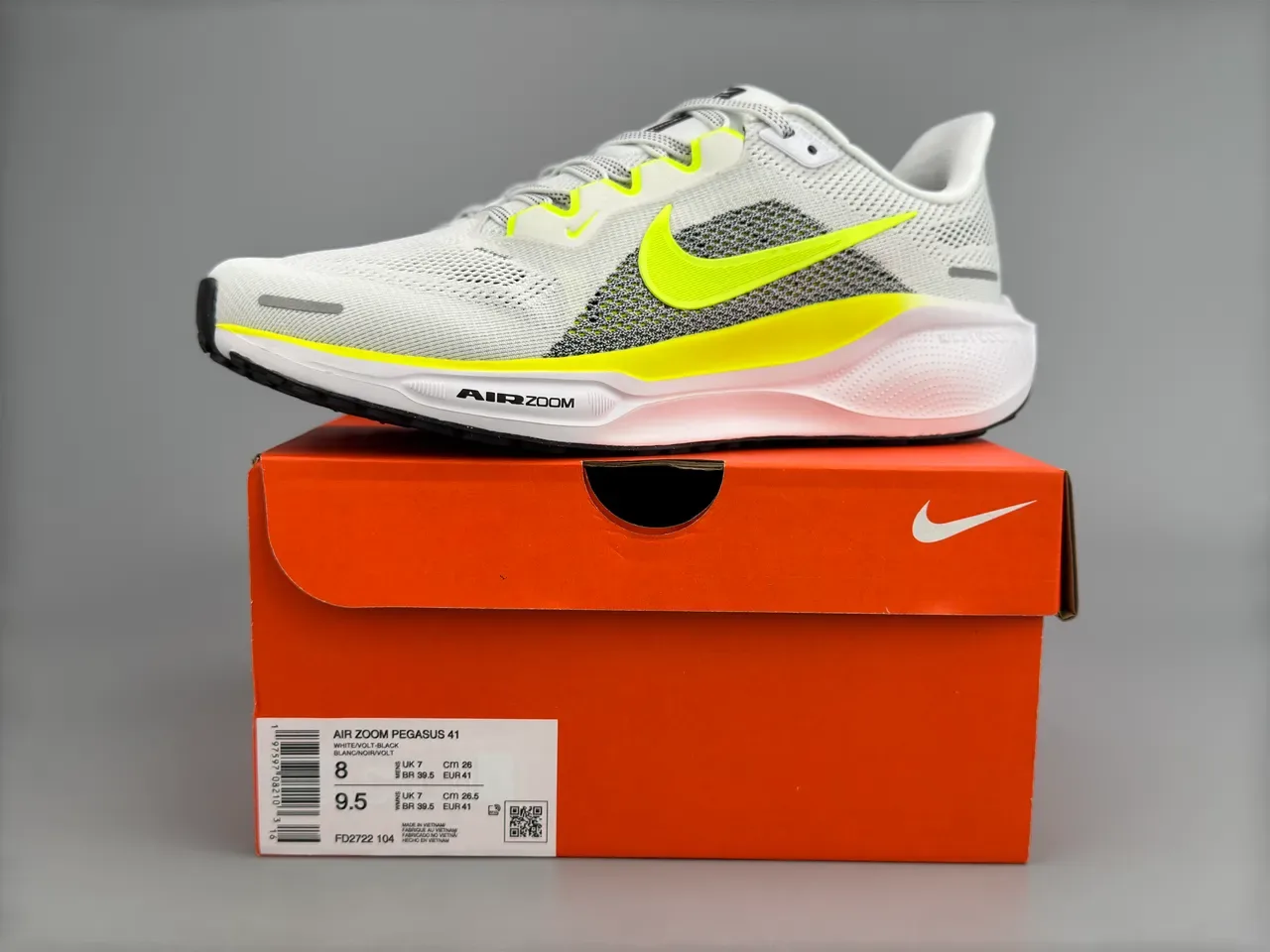 Nike Air Zoom Pegasus blancas y amarillas upper malla engineered rayas neón zapatillas de running 2