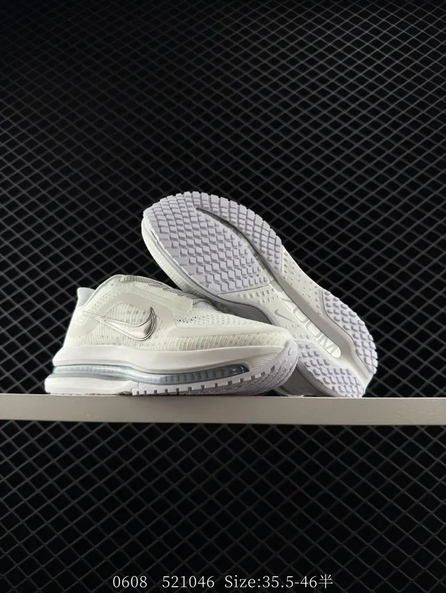Nike Air Zoom White Silver Knit Upper Visible Unit Running Shoes 3