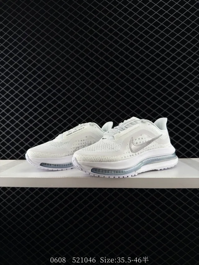 Nike Air Zoom White Silver Knit Upper Visible Unit Running Shoes 4