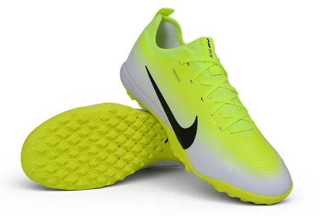 Nike Atomknit Zapatillas de fútbol Turf upper de tejido amarillo blanco neón midsole 4