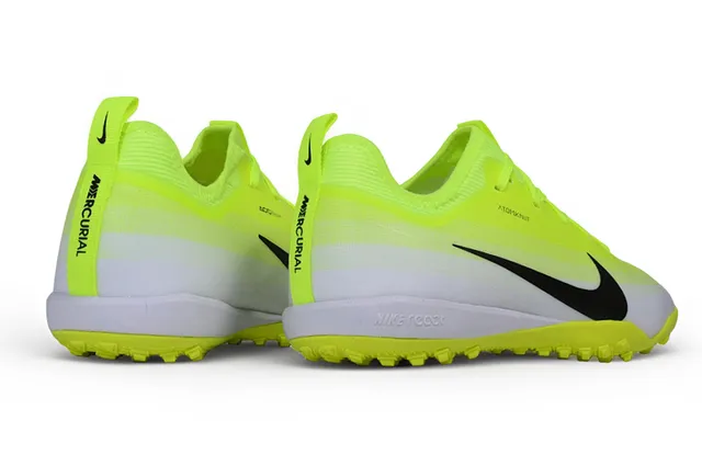 Nike Atomknit Zapatillas de fútbol Turf upper de tejido amarillo blanco neón midsole 6