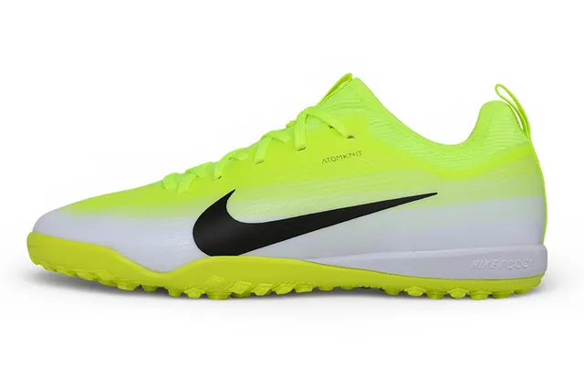 Nike Atomknit Zapatillas de fútbol Turf upper de tejido amarillo blanco neón midsole 8