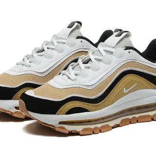 Nike Beige Black Layered Wave-Shaped Overlays Visible Heel Air Unit Lifestyle Sneakers