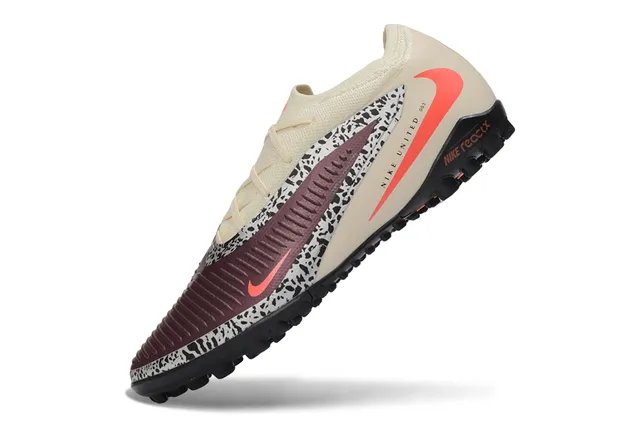 Nike Beige Bordeaux Ajustement Chaussette Col Tricoté Tacheté Panneau Milieu Pelouse Chaussures de Football 2
