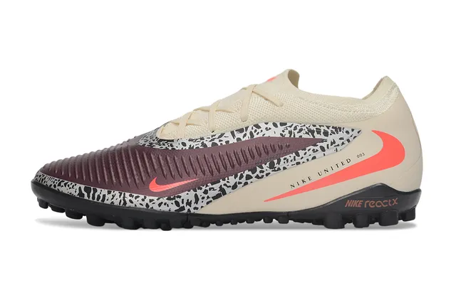 Nike Beige Bordeaux Ajustement Chaussette Col Tricoté Tacheté Panneau Milieu Pelouse Chaussures de Football 3