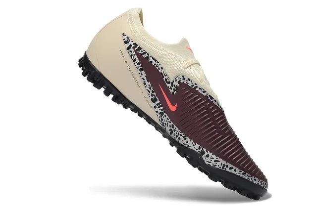Nike Beige Bordeaux Ajustement Chaussette Col Tricoté Tacheté Panneau Milieu Pelouse Chaussures de Football 5