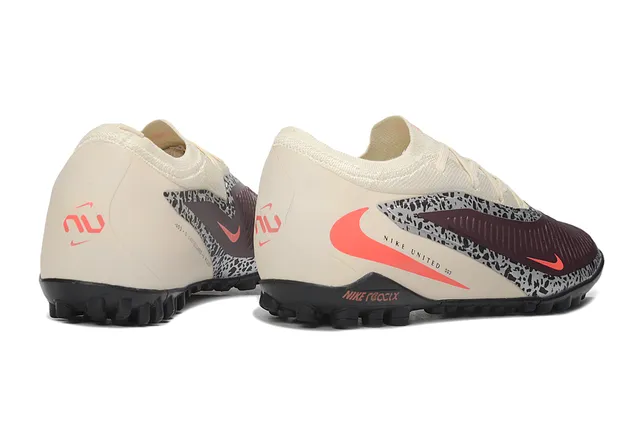 Nike Beige Bordeaux Ajustement Chaussette Col Tricoté Tacheté Panneau Milieu Pelouse Chaussures de Football 7