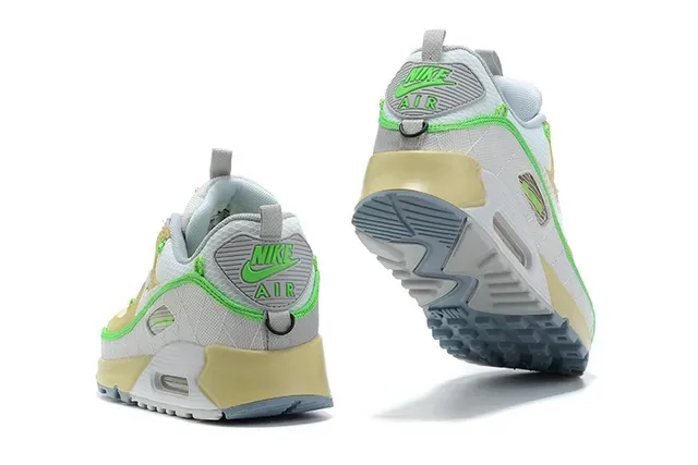 Nike Beige Green Air Max 90 Silhouette Mesh And Synthetic Overlay Construction Lifestyle Sneakers 2
