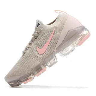 Nike Beige Pink Engineered Knit Upper Full-Length Visible Air Unit Sole Lifestyle Sneakers