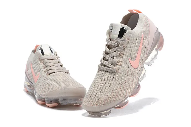 Nike Beige Pink Engineered Knit Upper Full-Length Visible Air Unit Sole Lifestyle Sneakers 3
