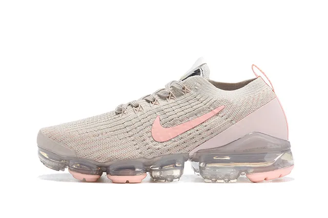 Nike Beige Pink Engineered Knit Upper Full-Length Visible Air Unit Sole Lifestyle Sneakers 4