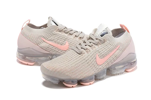 Nike Beige Pink Engineered Knit Upper Full-Length Visible Air Unit Sole Lifestyle Sneakers 5