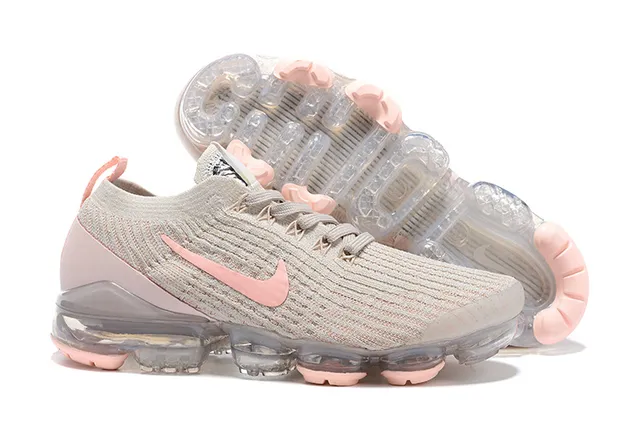 Nike Beige Pink Engineered Knit Upper Full-Length Visible Air Unit Sole Lifestyle Sneakers 6