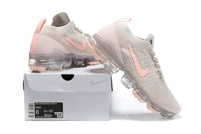 Nike Beige Pink Engineered Knit Upper Full-Length Visible Air Unit Sole Lifestyle Sneakers 8