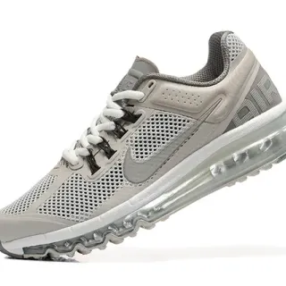 Nike Chaussures de course beige blanc avec upper en maille unité air visible longueur complète