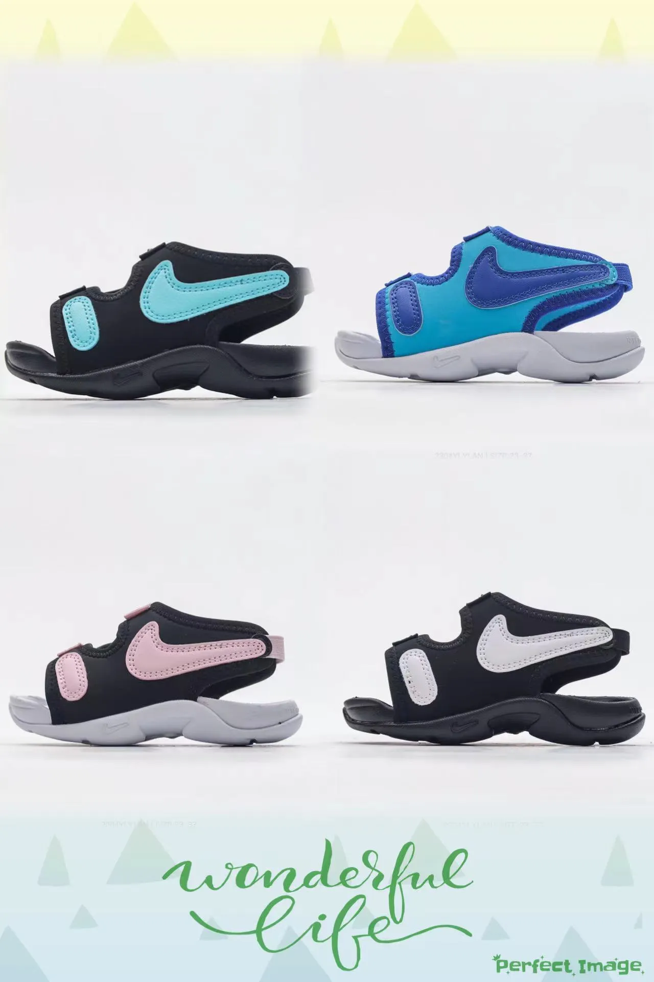 Nike Black and White Adjustable Strap Casual Sandals 6
