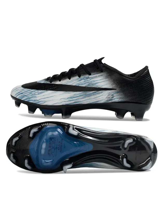 Nike Chaussures de football noires et bleues à coupe basse avec upper Flyweave pour terrain ferme 6