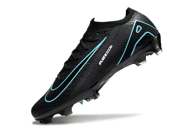 Nike Black Blue Low-Cut Knit Upper Dynamic Cage Overlay Firm-Ground Soccer Shoes 3