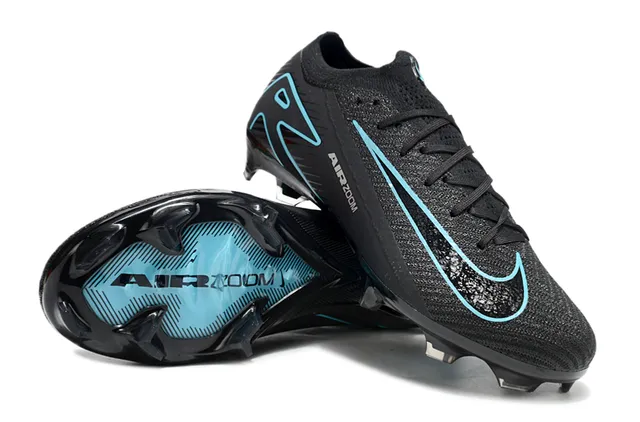 Nike Black Blue Low-Cut Knit Upper Dynamic Cage Overlay Firm-Ground Soccer Shoes 4