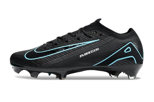 Nike Black Blue Low-Cut Knit Upper Dynamic Cage Overlay Firm-Ground Soccer Shoes 7