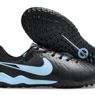 Nike काला नीला लो-कट सिंथेटिक अपर टेक्स्चर्ड फोरफुट टर्फ फुटबॉल जूते