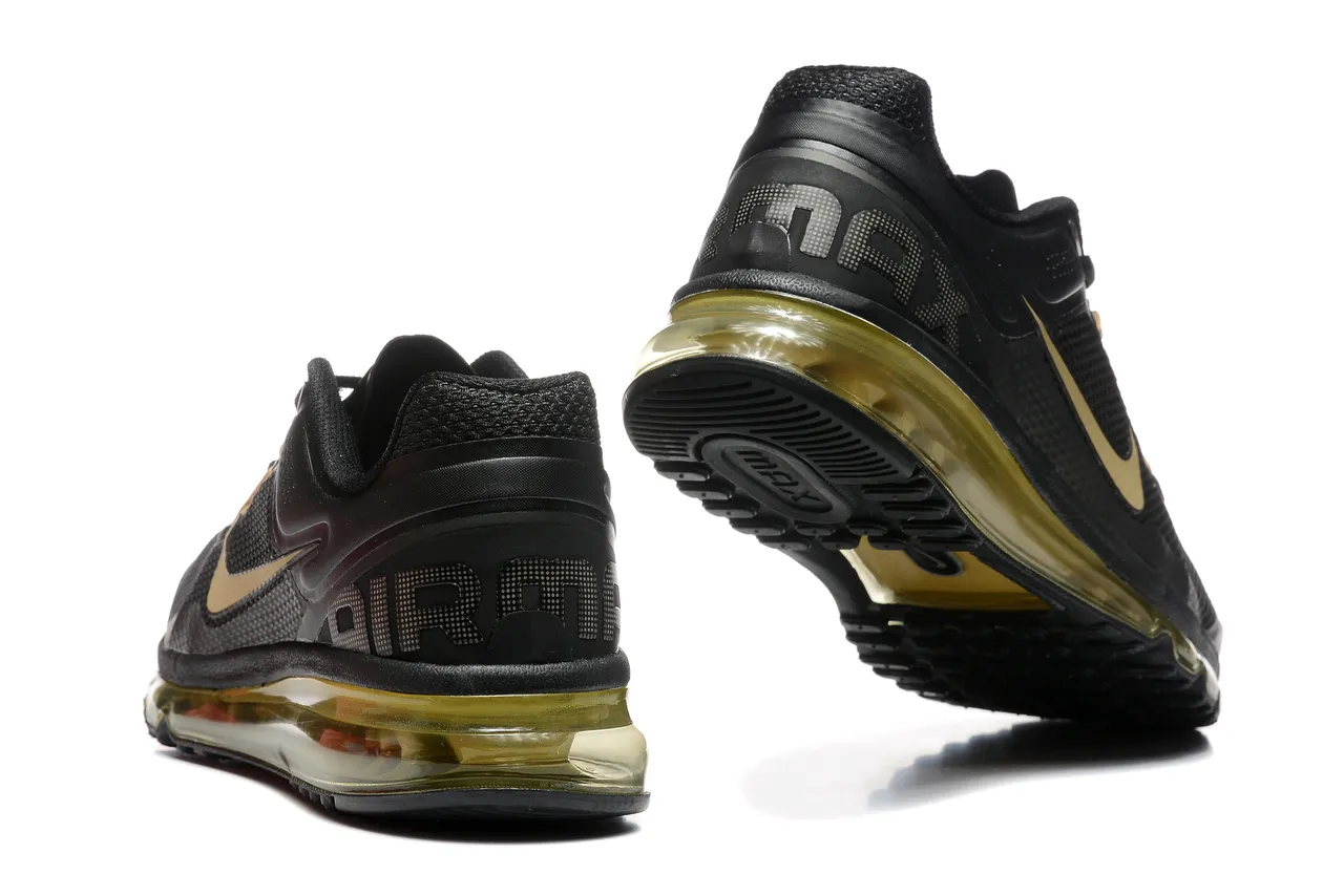 Nike Black Gold Full-Length Visible Air Unit Mesh Upper Running Shoes 2