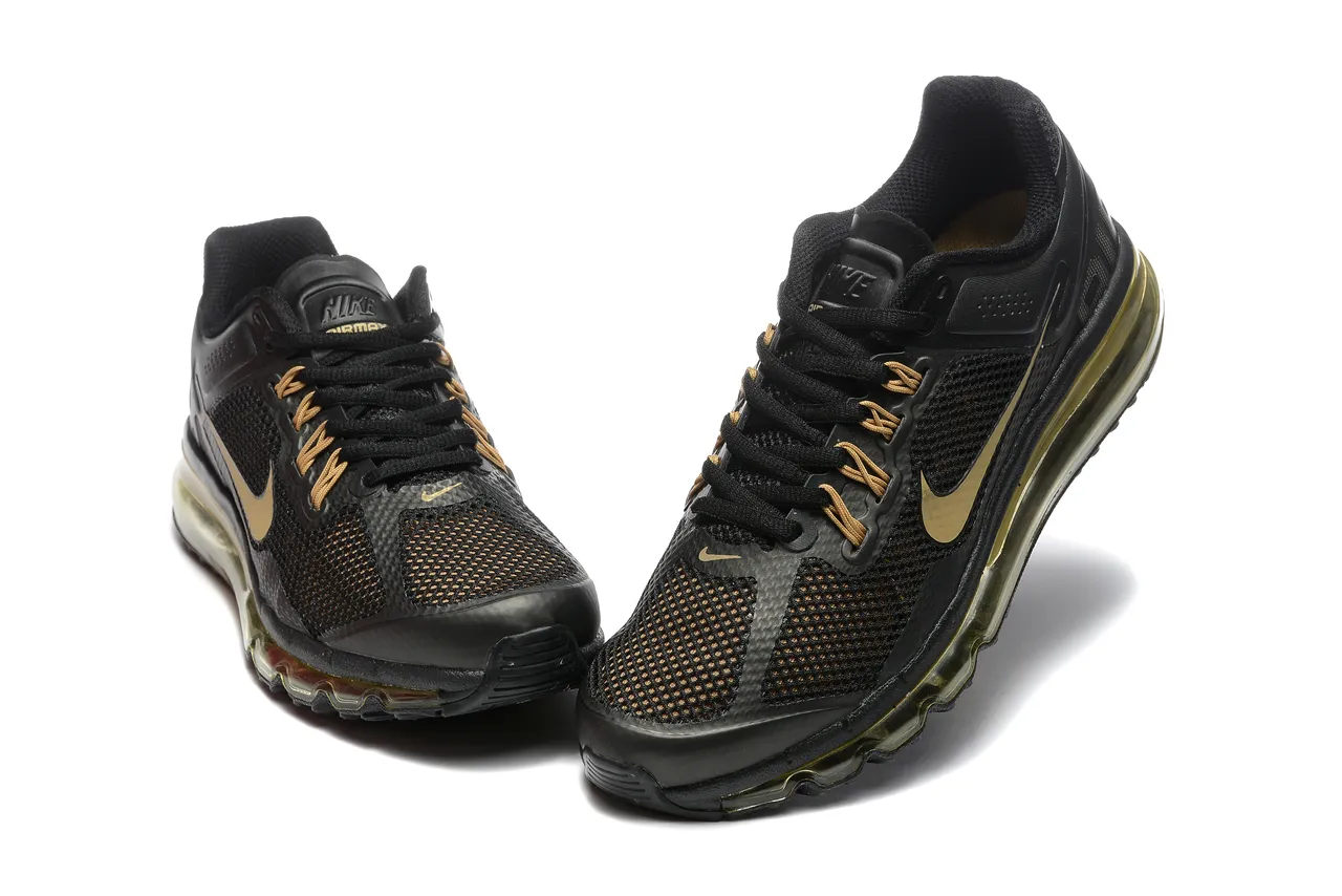 Nike Black Gold Full-Length Visible Air Unit Mesh Upper Running Shoes 3