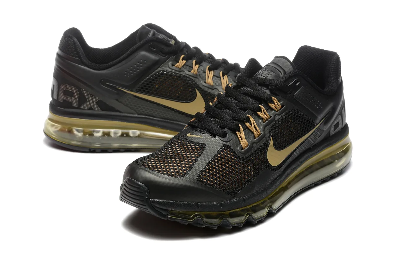 Nike Black Gold Full-Length Visible Air Unit Mesh Upper Running Shoes 5