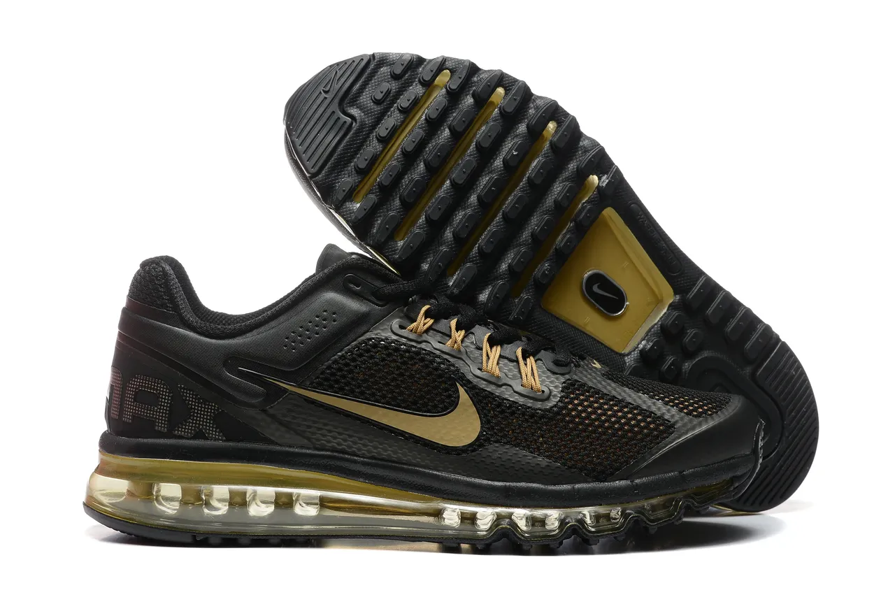 Nike Black Gold Full-Length Visible Air Unit Mesh Upper Running Shoes 6