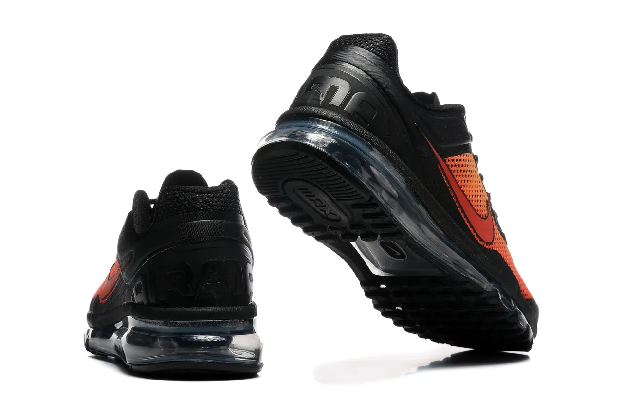 Nike Black Orange Full-Length Visible Air Unit Perforated Mesh Running Shoes 2