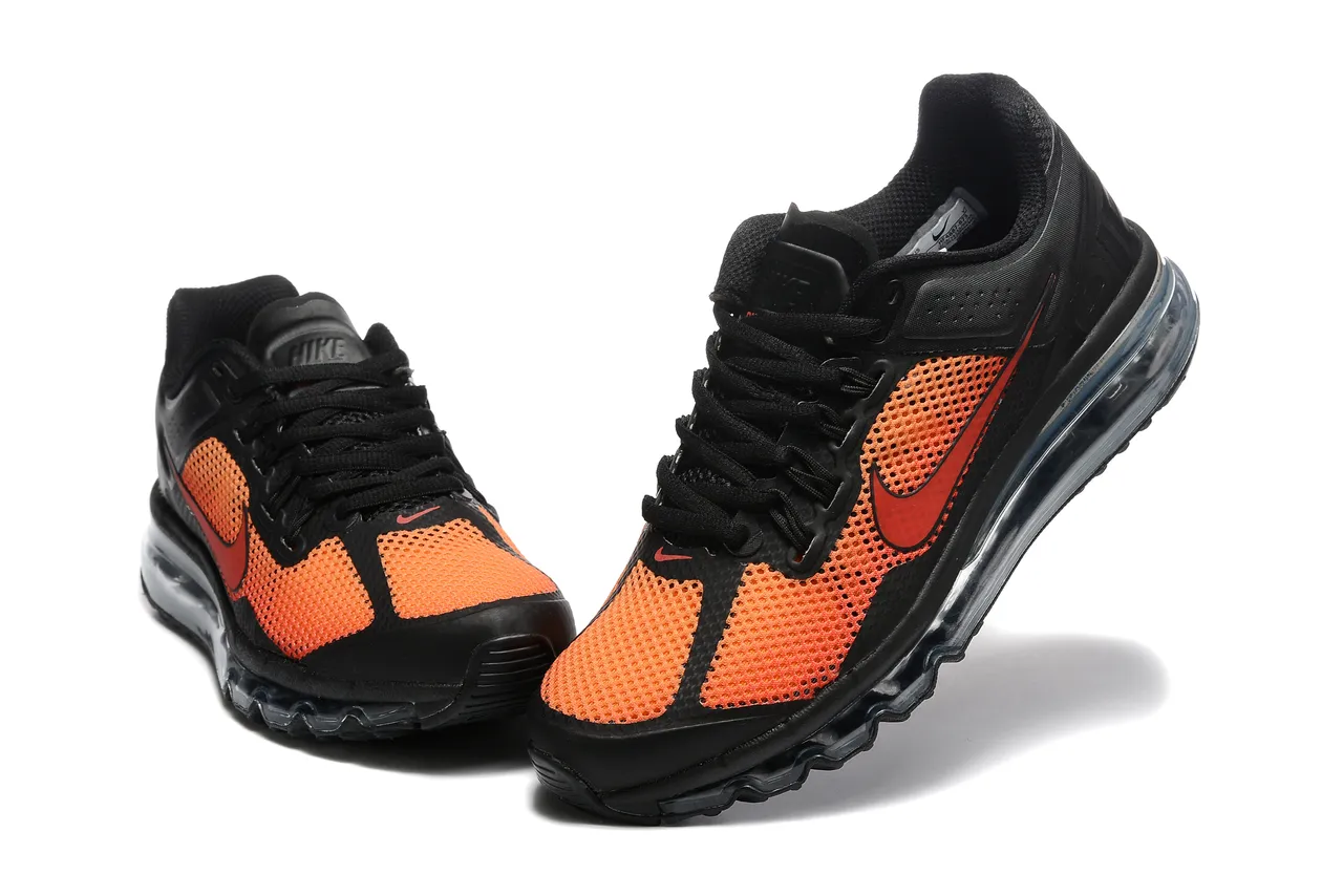 Nike Black Orange Full-Length Visible Air Unit Perforated Mesh Running Shoes 3
