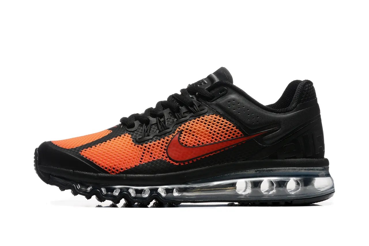 Nike Black Orange Full-Length Visible Air Unit Perforated Mesh Running Shoes 4