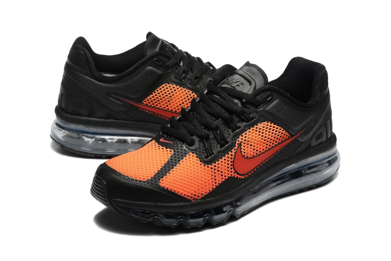 Nike Black Orange Full-Length Visible Air Unit Perforated Mesh Running Shoes 5