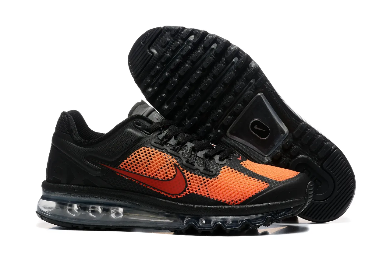 Nike Black Orange Full-Length Visible Air Unit Perforated Mesh Running Shoes 6