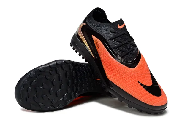 Nike Chaussures de football Turf Noir Orange Upper Knit à Profil Bas Système de Lacets Asymétrique 4