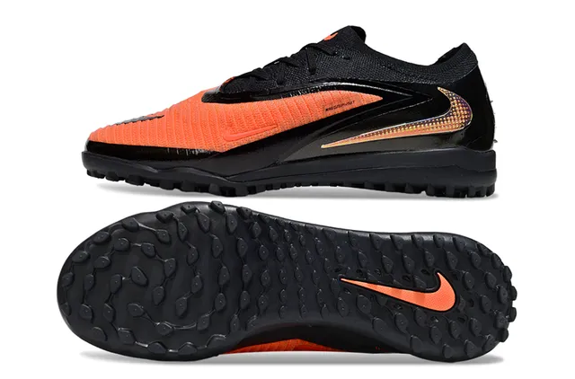 Nike Chaussures de football Turf Noir Orange Upper Knit à Profil Bas Système de Lacets Asymétrique 6