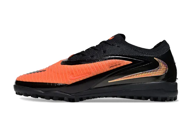 Nike Chaussures de football Turf Noir Orange Upper Knit à Profil Bas Système de Lacets Asymétrique 7