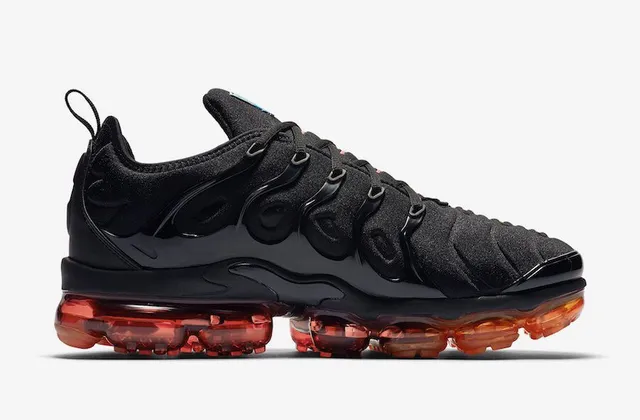 Nike Black Orange Wavy Synthetic Overlays Translucent Gradient Air Sole Lifestyle Sneakers 5