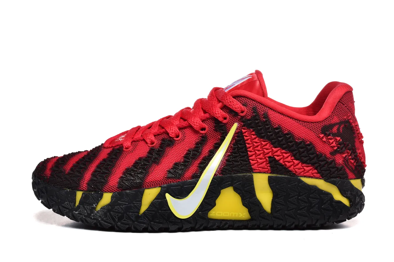 Nike Black Red Engineered Knit Upper Striped Pattern Running Shoes 5