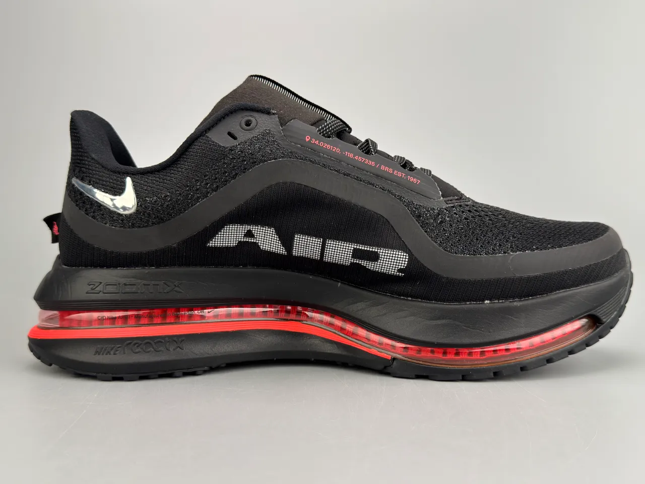 Nike Black Red Full-Length Visible Air Unit Engineered Mesh Upper Running Shoes 6