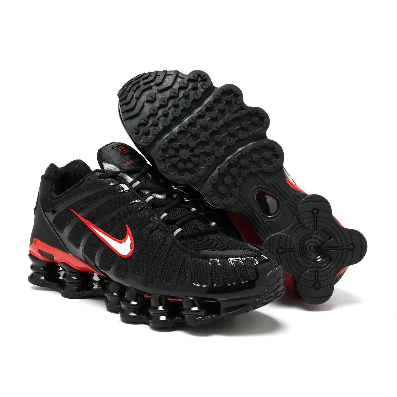 Nike Black Red Glossy Synthetic Cage Perforated Mesh Upper Lifestyle Sneakers 2