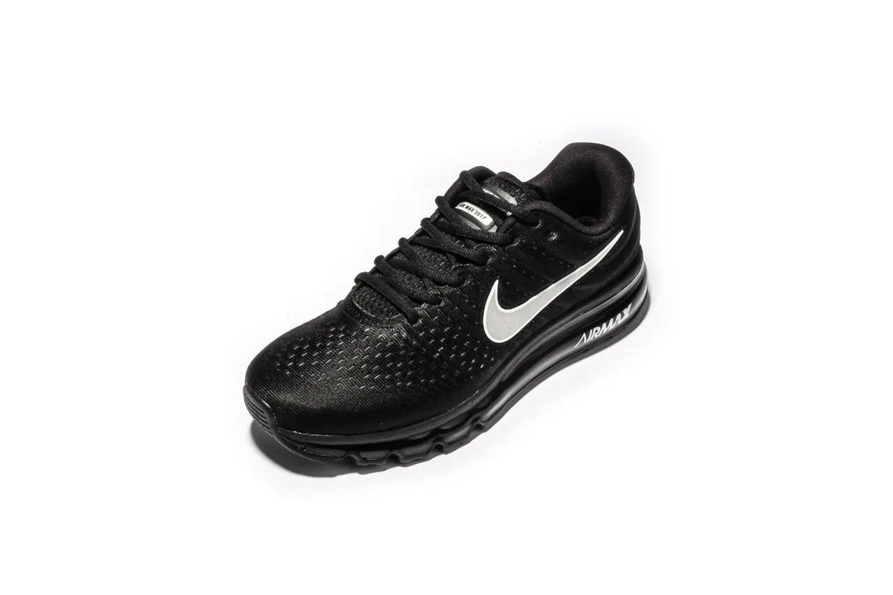 Nike Black Silver Engineered Knit Upper Full-Length Visible Air Max Unit Running Shoes 7