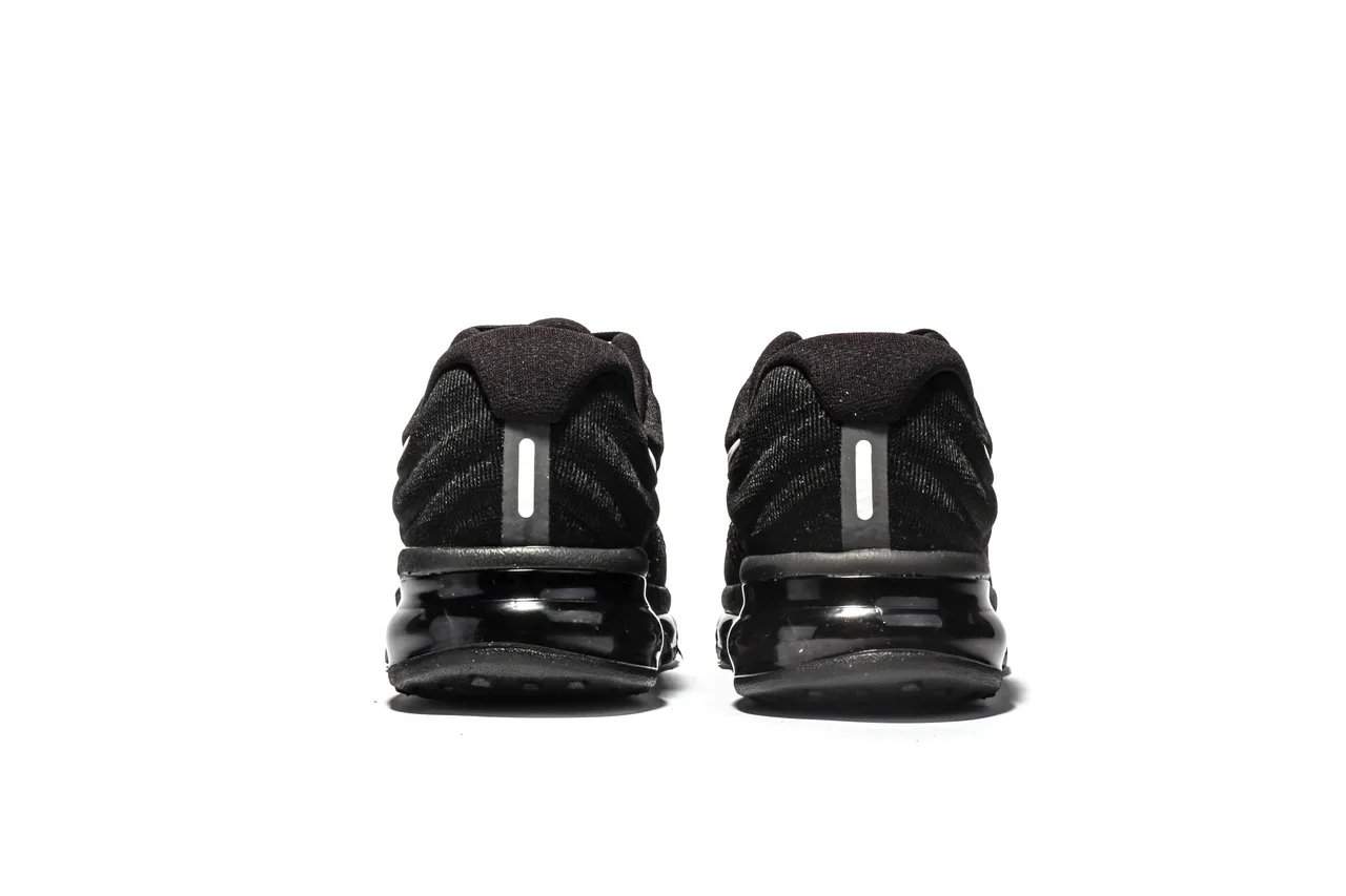 Nike Black Silver Engineered Knit Upper Full-Length Visible Air Max Unit Running Shoes 8