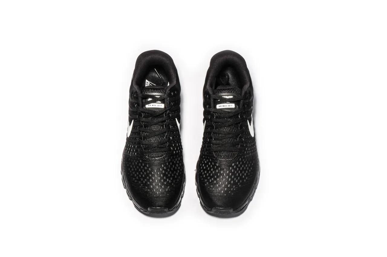 Nike Black Silver Engineered Knit Upper Full-Length Visible Air Max Unit Running Shoes 9