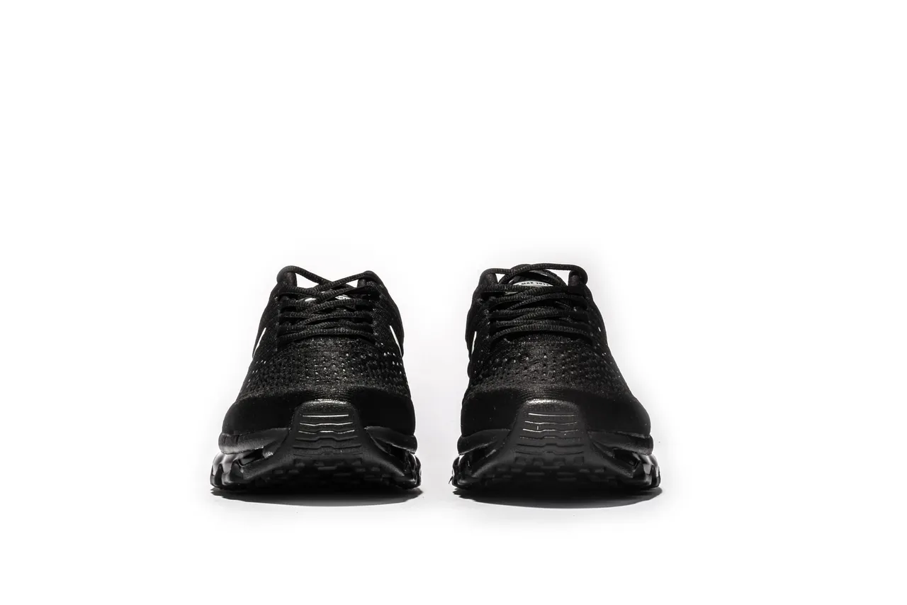 Nike Black Silver Engineered Knit Upper Full-Length Visible Air Max Unit Running Shoes 10