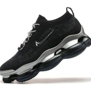 Nike Black Silver Knit Sock-Fit Upper Sculpted Midsole Lifestyle Sneakers