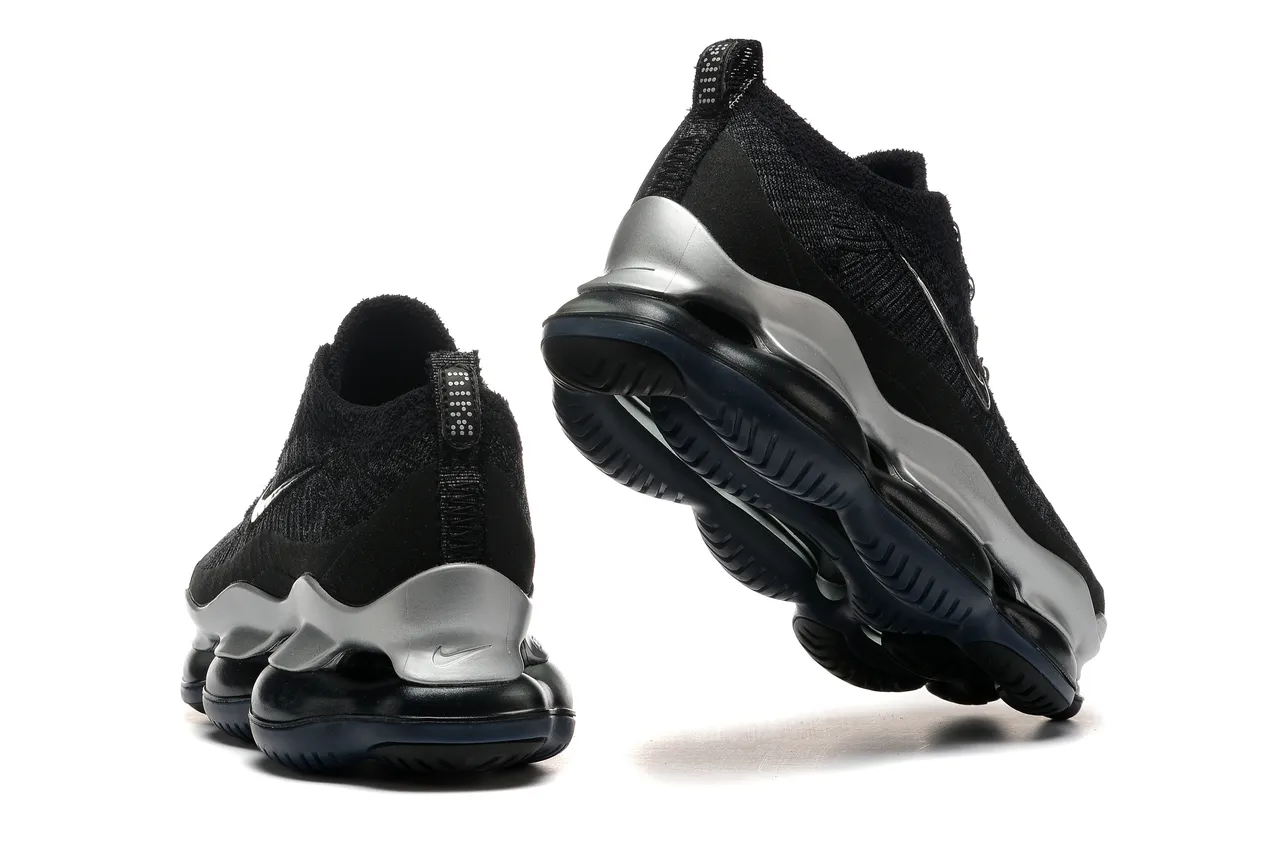 Nike Black Silver Knit Sock-Fit Upper Sculpted Midsole Lifestyle Sneakers 2